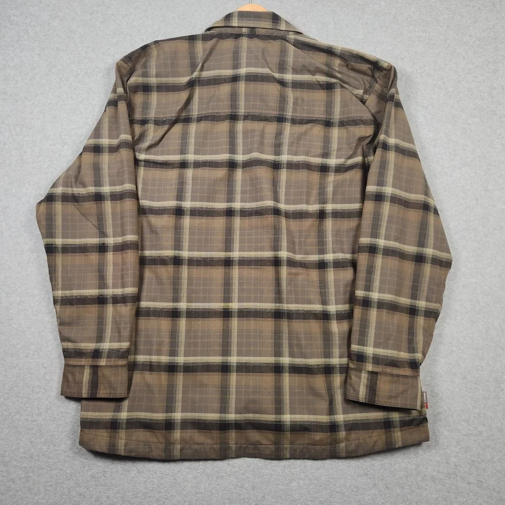 Simms Shirt Mens XL Brown Plaid Fleece Lined Flannel Button Up Outdor Fishing - Picture 2 of 11